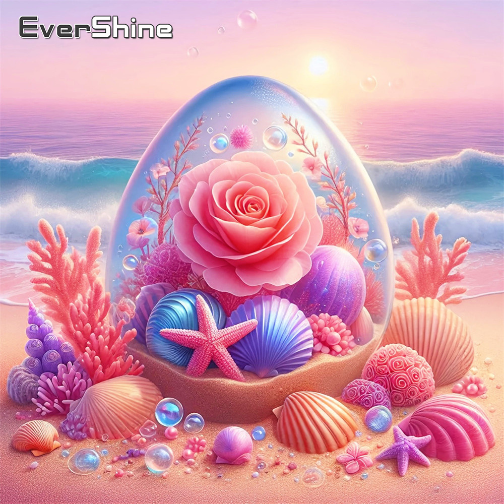 Embroidery Egg - Lukisan Berlian EverShine Pemandangan Tepi Laut