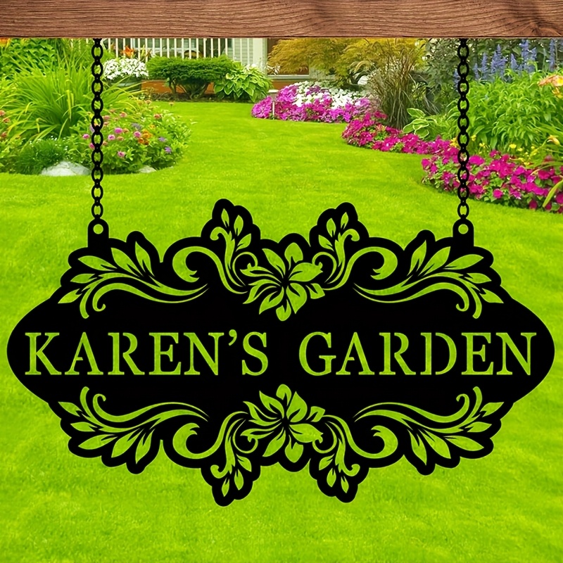 Embroidery Garden - Papan Seni Logam Kustom dengan Nama/Teks/Tanggal,