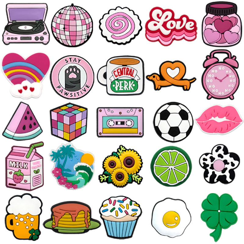 Embroidery Lips - 1/25pcs Aksesoris Sepatu Estetika Y2K Pink,