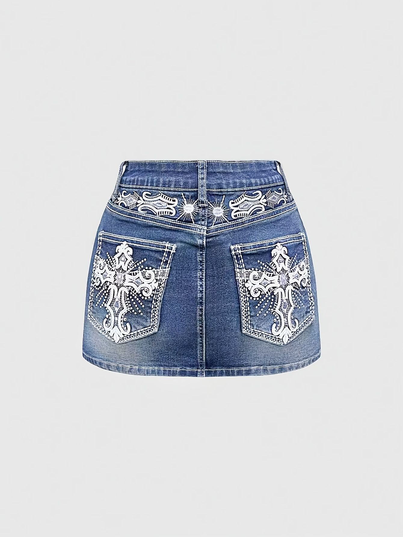 Embroidery Skirt - Rok Mini Denim Bordir Model Bodycon