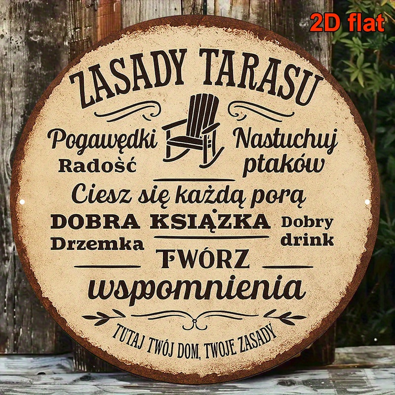 Embroidery Garden - Tanda Aluminium Bahasa Polandia Bulat 2D