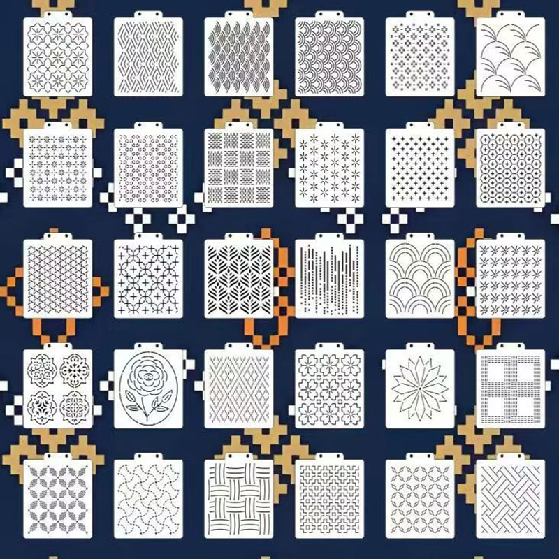 Embroidery Quilting - 30 Buah Set Stencil Sashiko, Templat