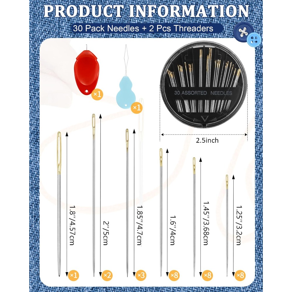 Embroidery Quilting - Set Jarum Jahit Tangan Baja 30