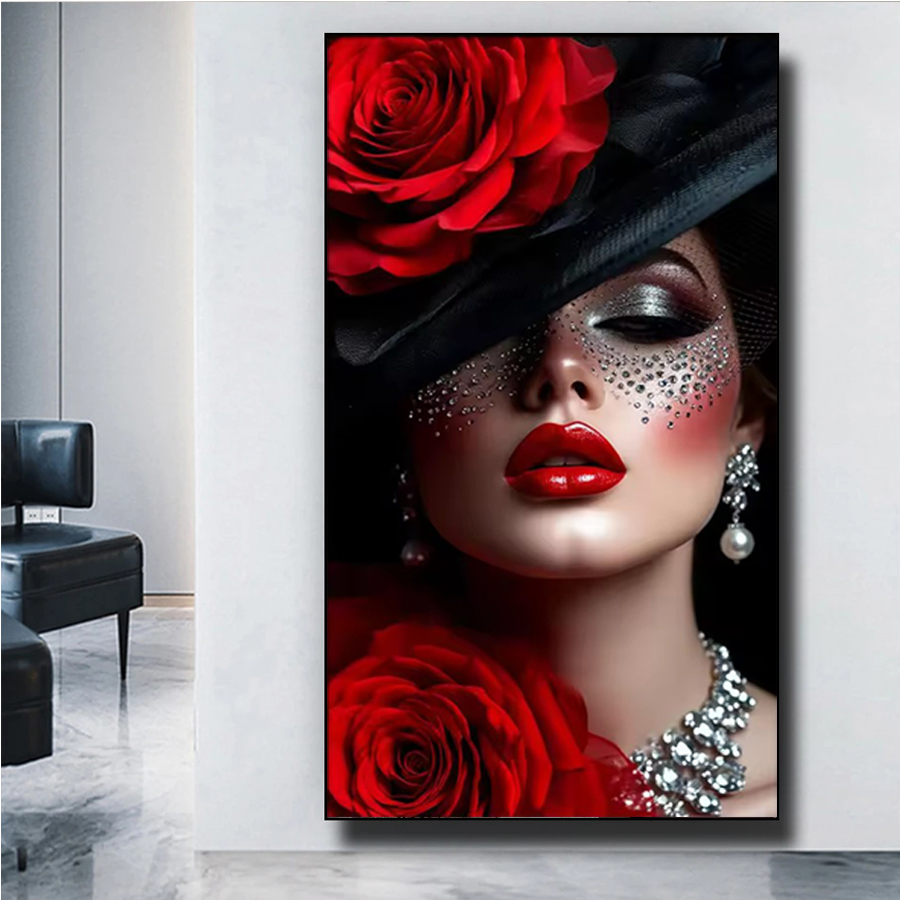 Embroidery Lips - Perhiasan Bibir Merah Elegan untuk Wanita