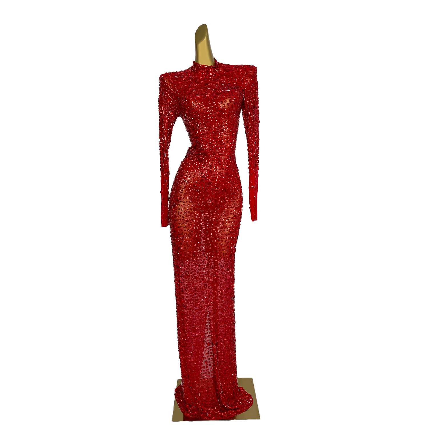 Embroidery Abaya - Gaun berlian merah gaun malam lengan