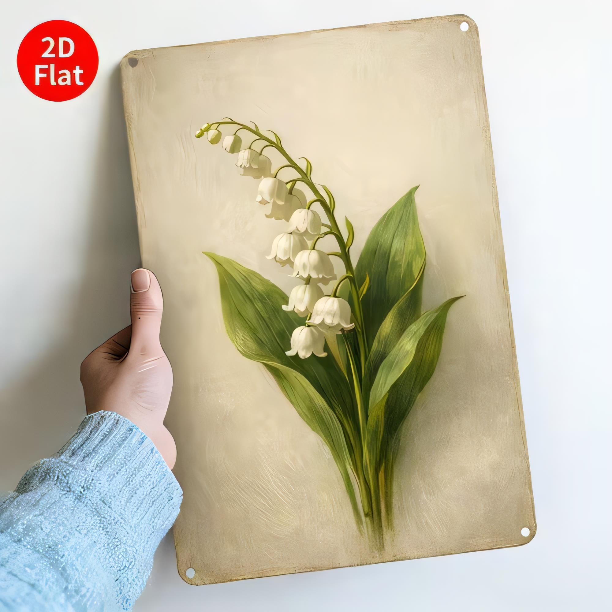 Embroidery Garden - Papan Logam, Seni Dinding Logam Bunga