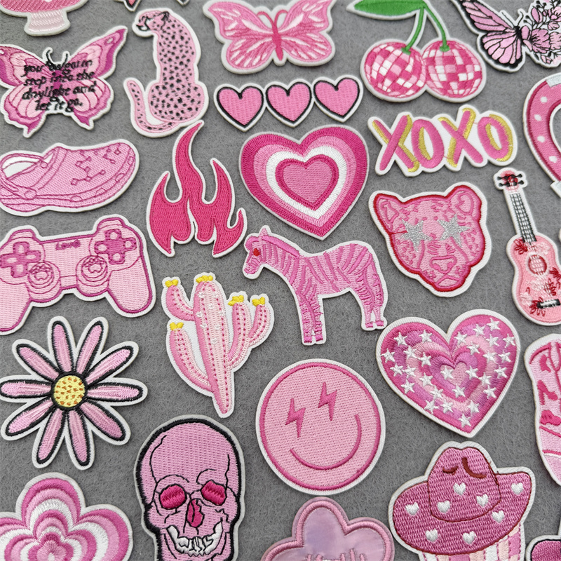 Embroidery Patch - Patch bordir ceri kupu-kupu kartun untuk