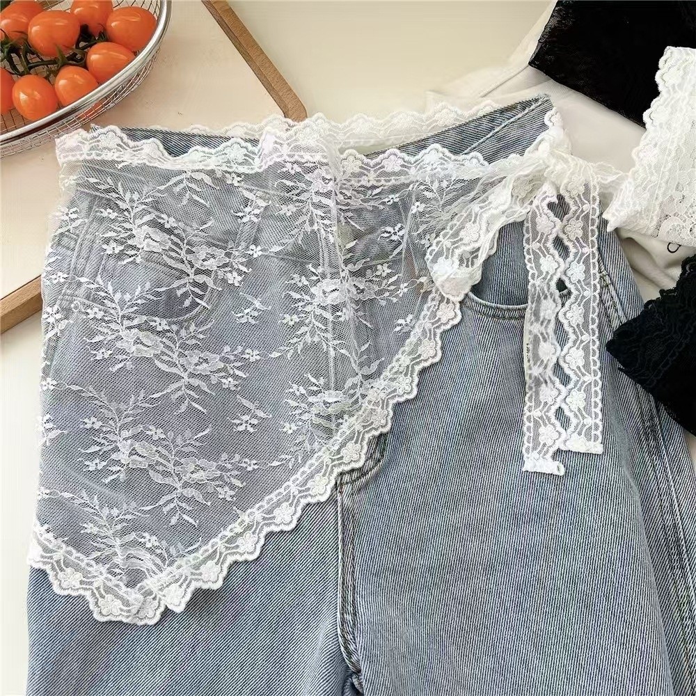 Embroidery Skirt - Apron Segitiga Harajuku Y2K Bordir Bunga