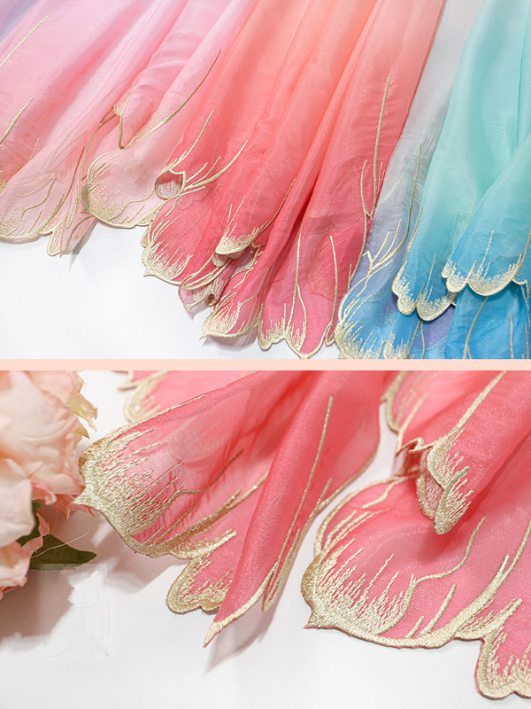 Embroidery Gradient - Bordir hijau biru gradien warna kain