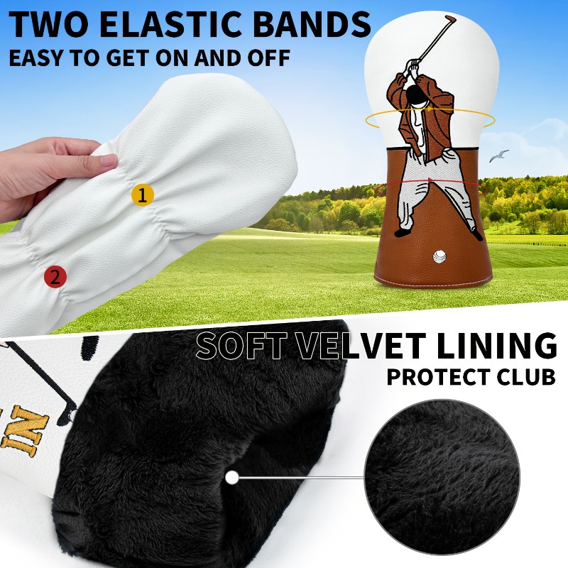 1 buah penutup kepala golf ber - Embroidery White ulasan dan harga