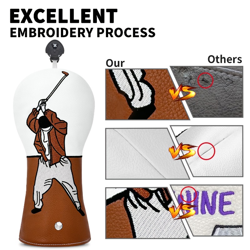 1 buah penutup kepala golf ber - Embroidery White ulasan dan harga