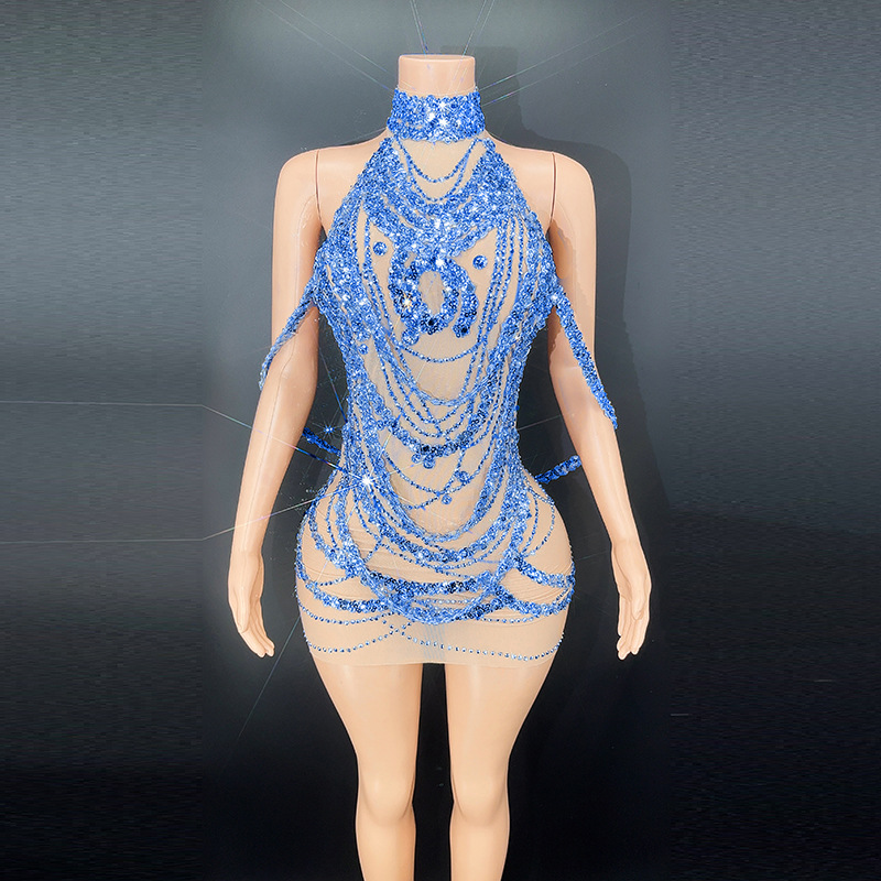 Gaun Prom perak berkilau seksi - Embroidery Skirt ulasan dan harga