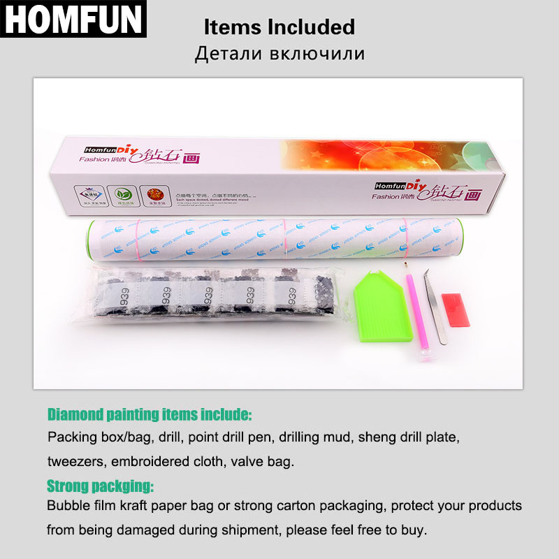 HOMFUN bordir berlian 
