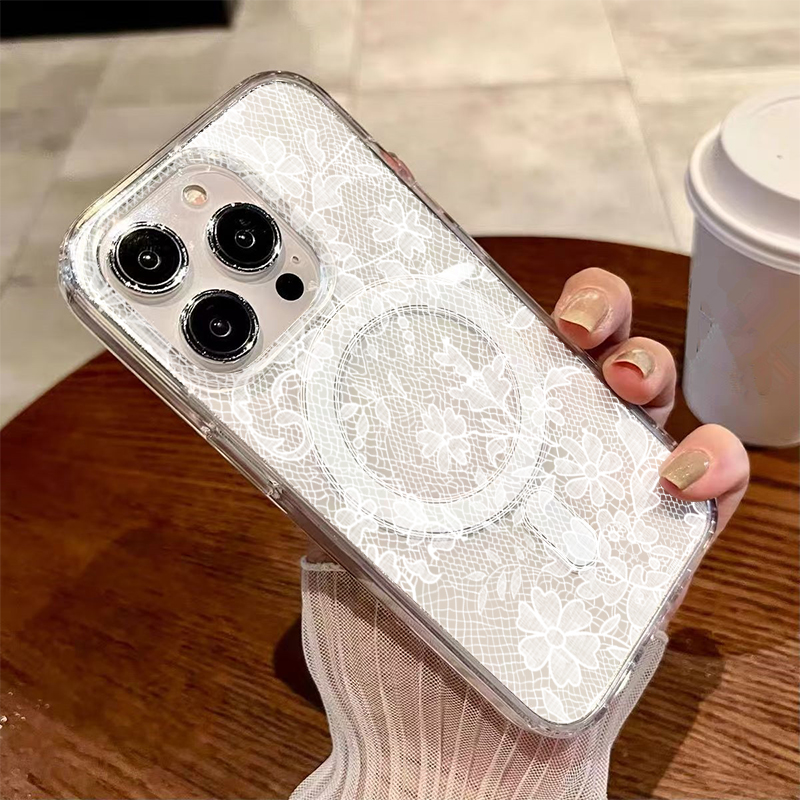Casing Ponsel Magnetik Motif B - Embroidery White ulasan dan harga