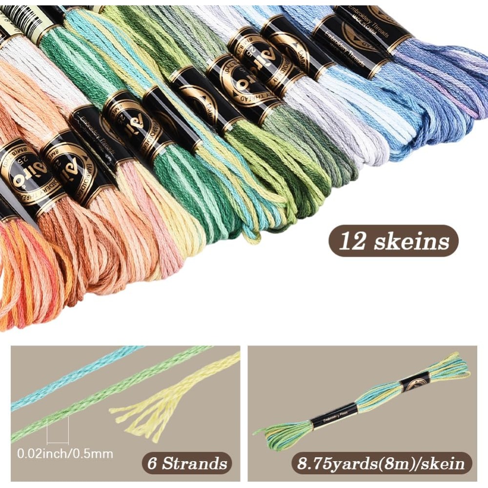 12 Gulungan Benang Sulam 105 Y - Embroidery Gradient ulasan dan harga