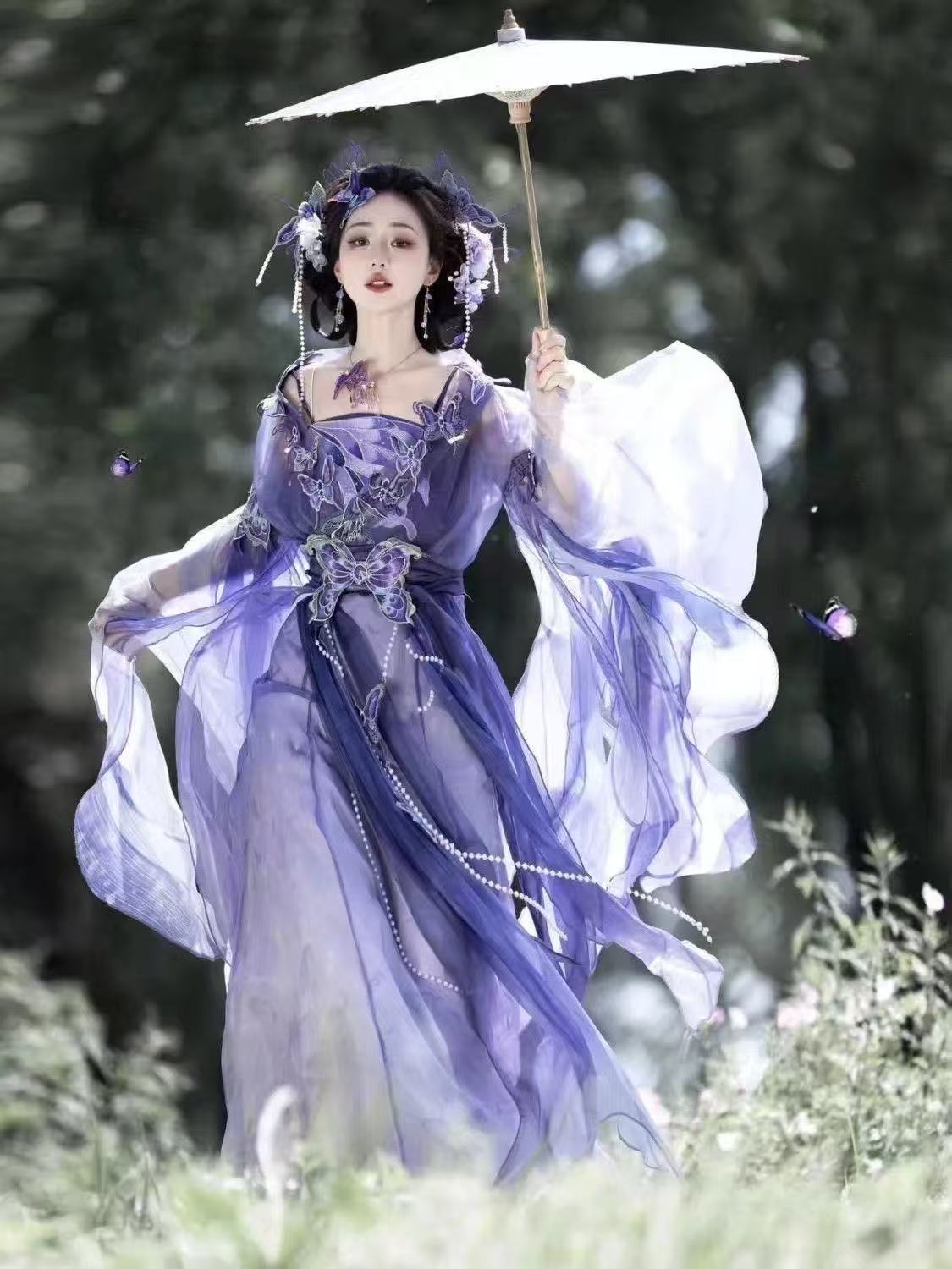Hanfu Ungu Cina Asli untuk Wan - Embroidery Skirt ulasan dan harga