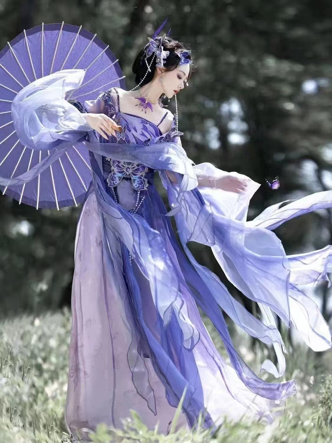 Hanfu Ungu Cina Asli untuk Wan - Embroidery Skirt ulasan dan harga