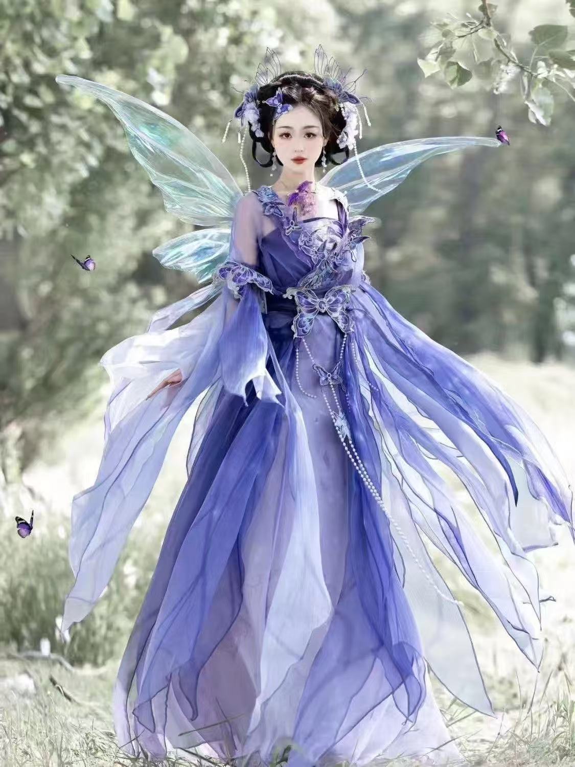 Hanfu Ungu Cina Asli untuk Wan - Embroidery Skirt ulasan dan harga