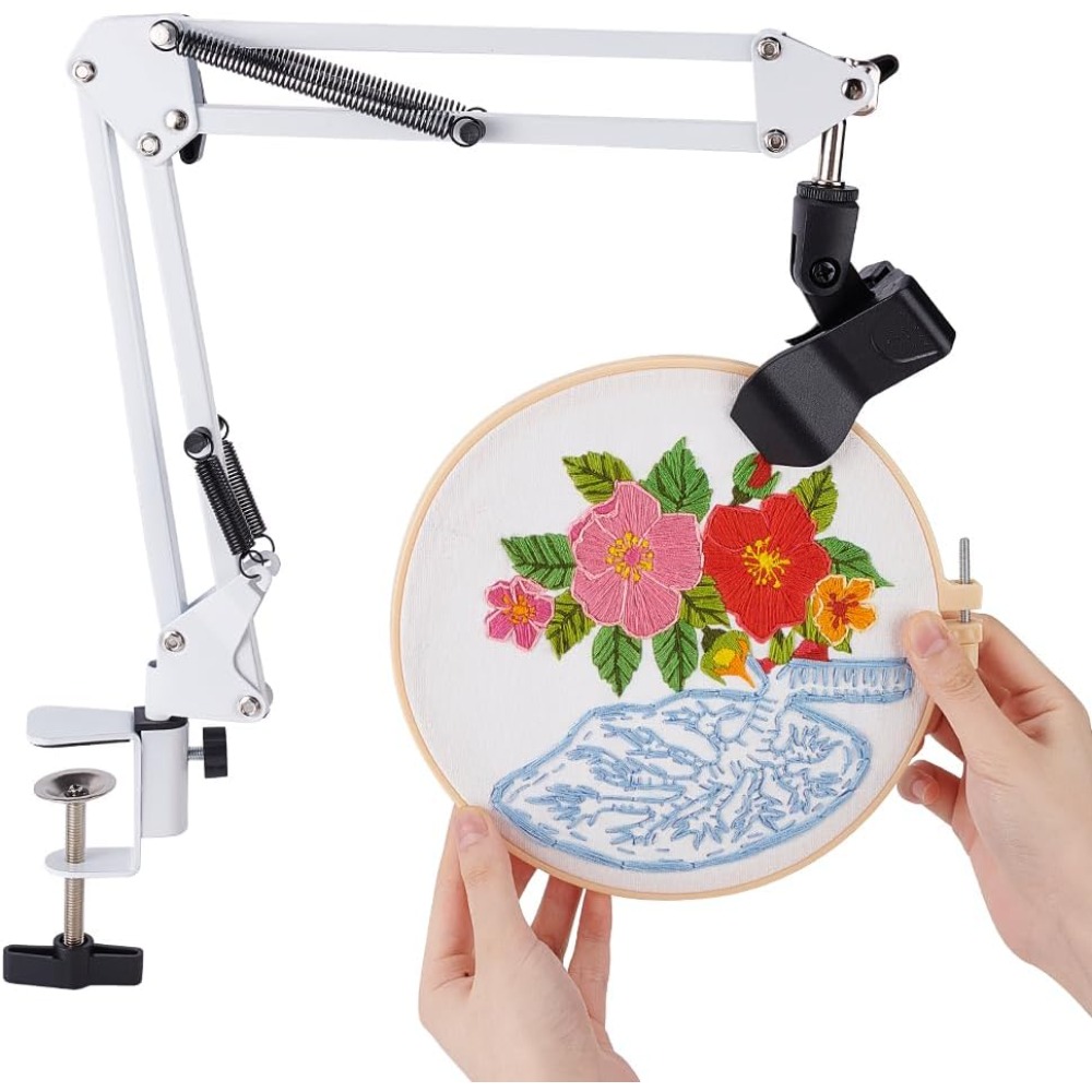 Kit dudukan meja bordir putih  - Embroidery Hoop Stand ulasan dan harga