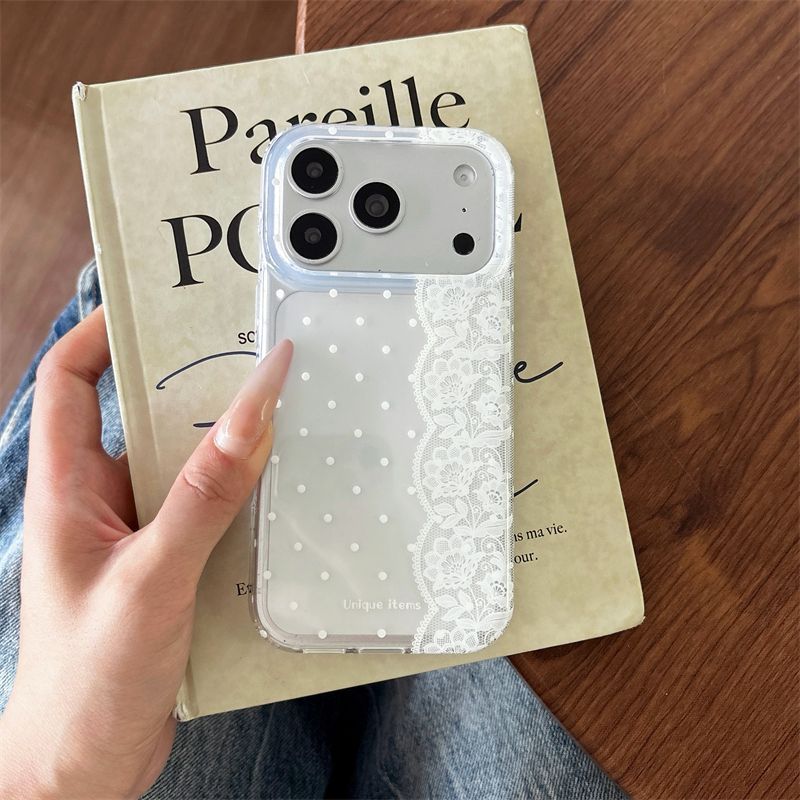 Casing HP Motif Polkadot Renda - Embroidery White ulasan dan harga