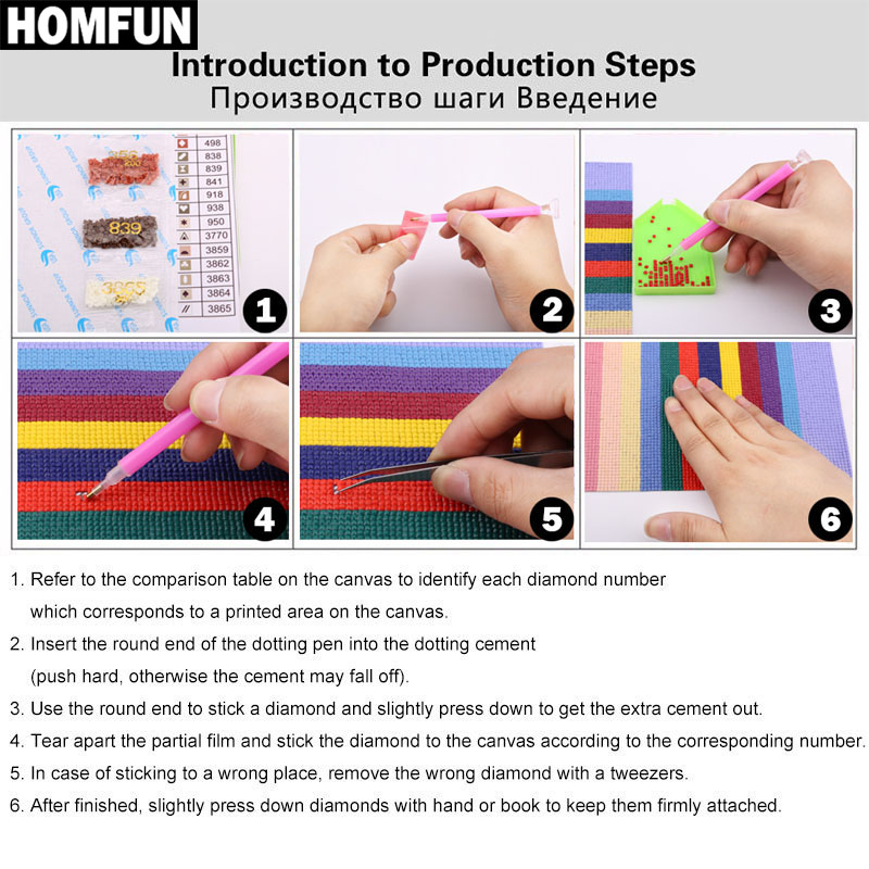 HOMFUN AB bordir berlian penuh - Embroidery Roll Pattern ulasan dan harga