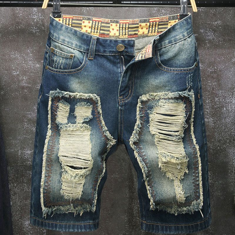 Celana pendek jeans pria berga - Embroidery Patch ulasan dan harga