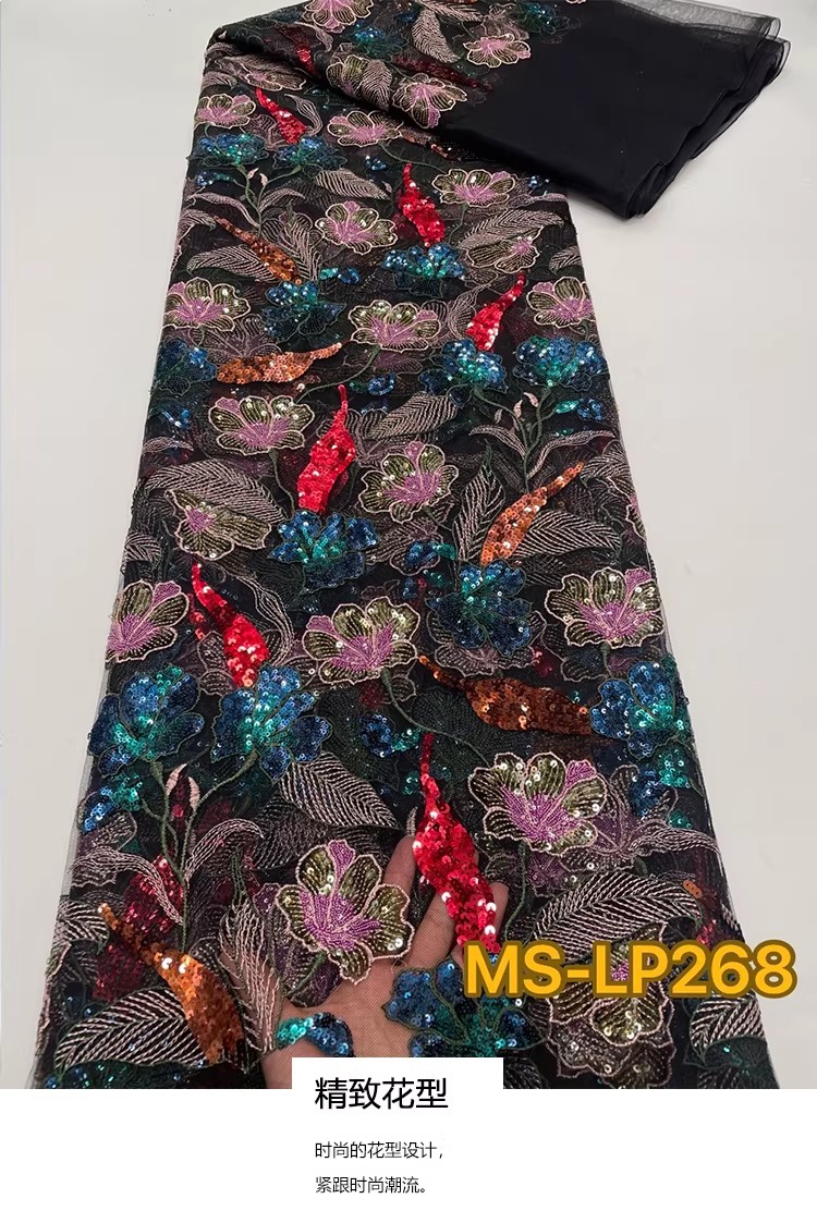 1 yard Kain Bordir Payet Bunga - Embroidery Gradient ulasan dan harga