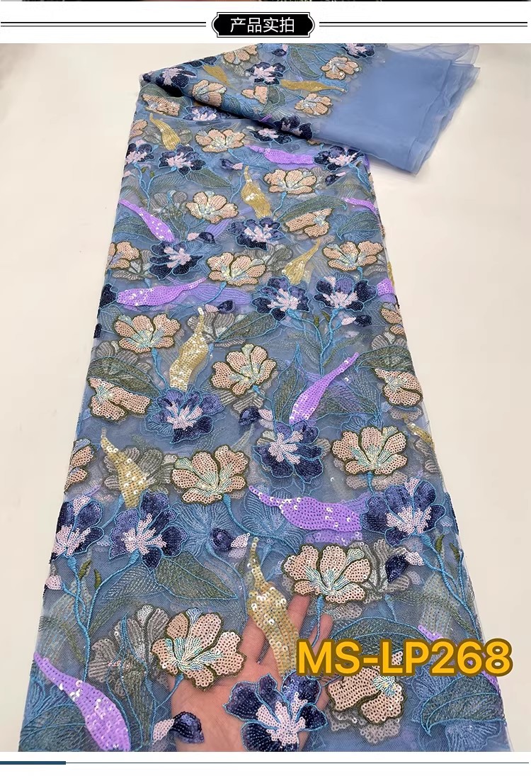 1 yard Kain Bordir Payet Bunga - Embroidery Gradient ulasan dan harga