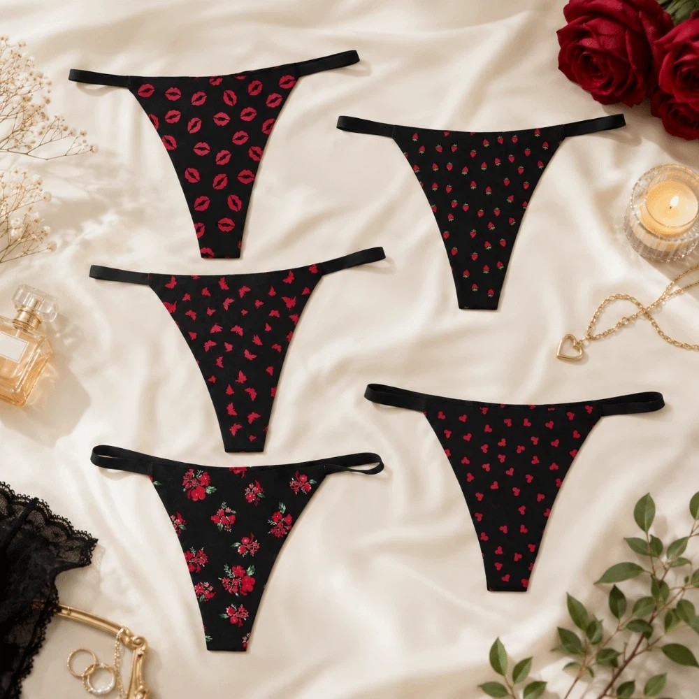 Celana Dalam Wanita Elegan Tan - Embroidery Lips ulasan dan harga