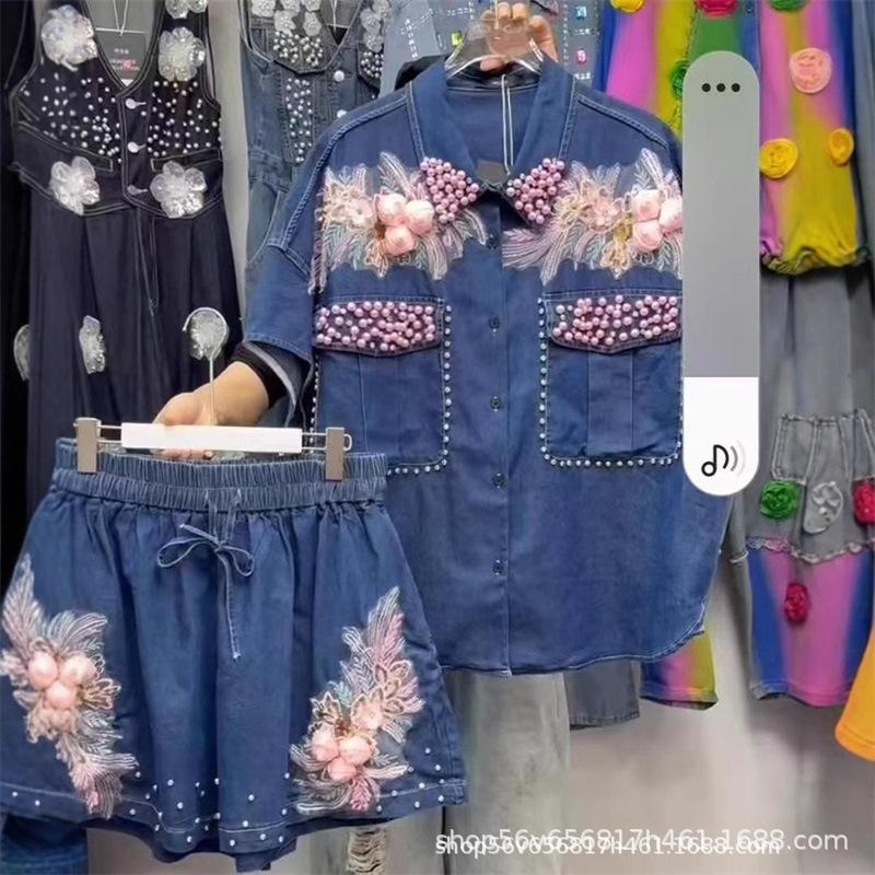 Kaus Denim Bordir Bunga Manik- - Embroidery Patch ulasan dan harga